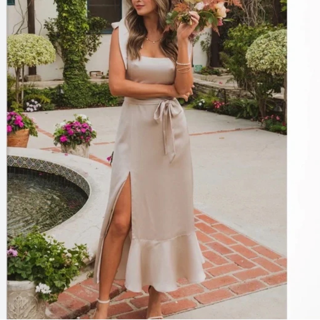Show Me Your Mumu Satin Claire Midi Bridesmaid Dress In Show Me The Ring Large